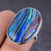 Rainbow Calsilica Gemstone Handmade 925 Sterling Silver Jewelry Ring Size 7 Q7q20