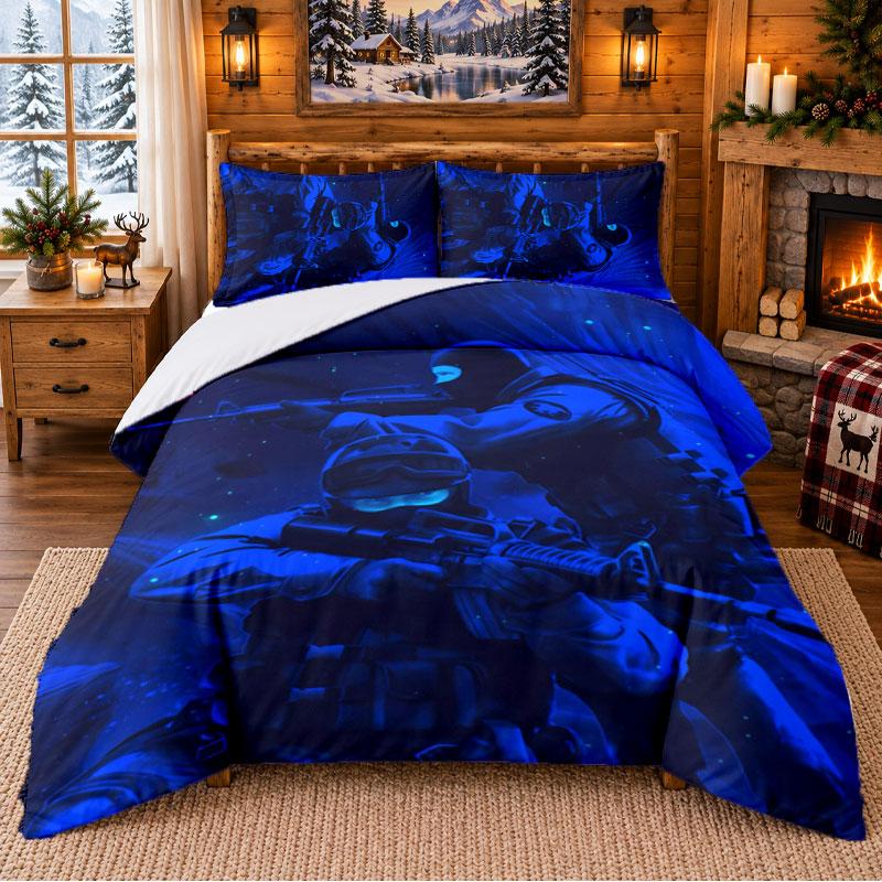 Csgo Pattern Bedding 3Pcs Set Bed Sheet And Pillowcases For Indoor Bedroom
