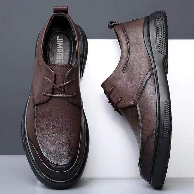 Genuine Leather Shoes Men Business Style Cow Leather Mens Derbys Shoes Flat Brand Male Footwear Black Brown