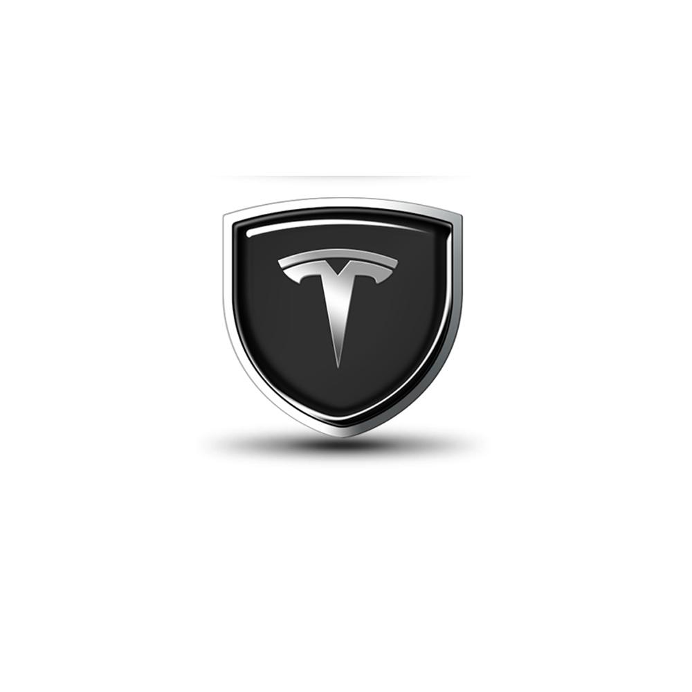 ALN1 3D Metal Car Body Fender Emblem Shield Stickers Decor Valve Cap For Tesla Model 3 P100D Model S Y X P85D P75D Roadster Invader