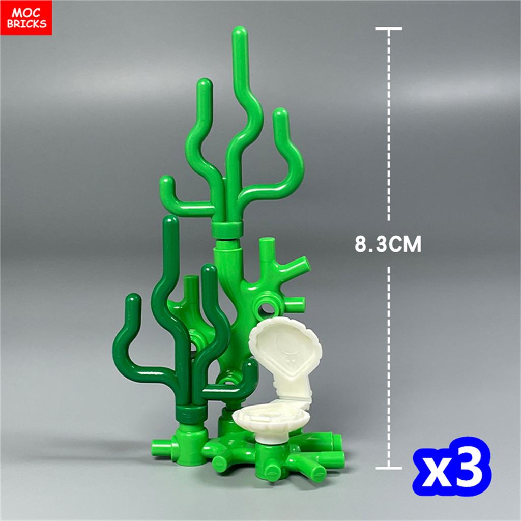 MOC Bricks Ocean Animal Plant Coral Sea Scene Shark Octopus Manta Fish Clownfish Building Blocks Toys Children Gift