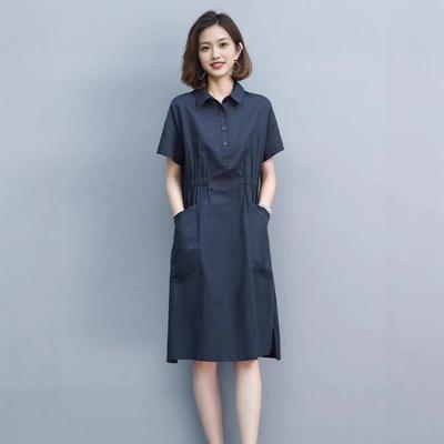 Однотонное свободное повседневное платье для похудения с утягивающей талией для женщин больших размеров для мам