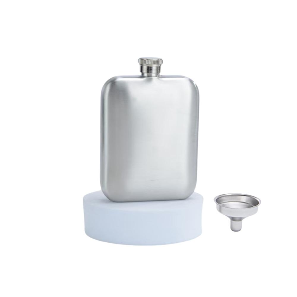 304 Stainless Steel 6oz Wine Flagon Rectangular with Funnel Pocket Hip Flask Unbreakable Fall-resistant Drinking Pot Camping