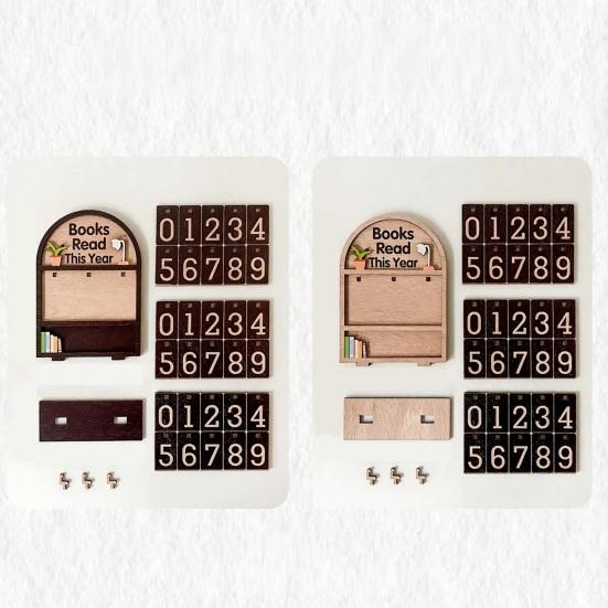 Счетчик книг, прочитанных в этом году, Отслеживатель до 999 книг, Деревянный годовой трекер челленджа по чтению, с цифрами, Украшение для книжной полки, Подарок для книголюбов