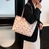 Sweet Cherry Printed Tote Bag For Women Large Capacity Street Style Pu Handbag