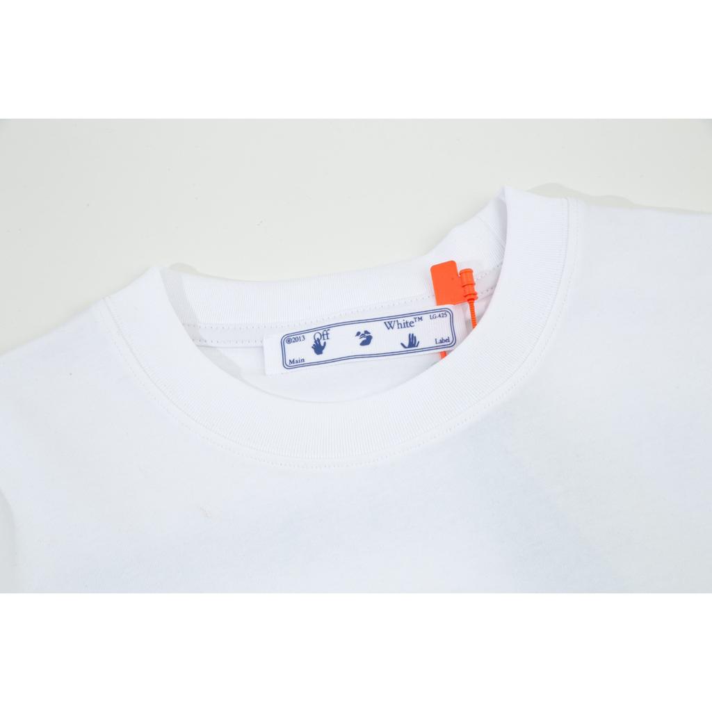 Off-White 2025 Лето Новинка Синий смайлик граффити нарисованные от руки буквы большой логотип принт Классическая футболка с коротким рукавом Парная футболка