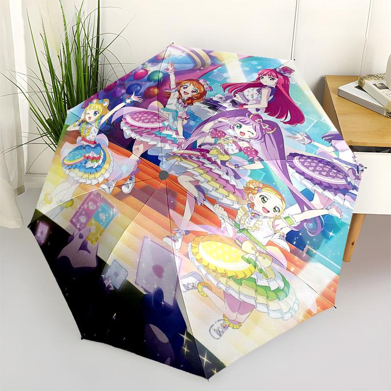 1 шт. Love Live! Уличный зонт - Автоматическое открытие и закрытие, Портативная 3-складная конструкция с 8-реберным железным каркасом - Идеальный подарок для фанатов, путешественников, на каждый день