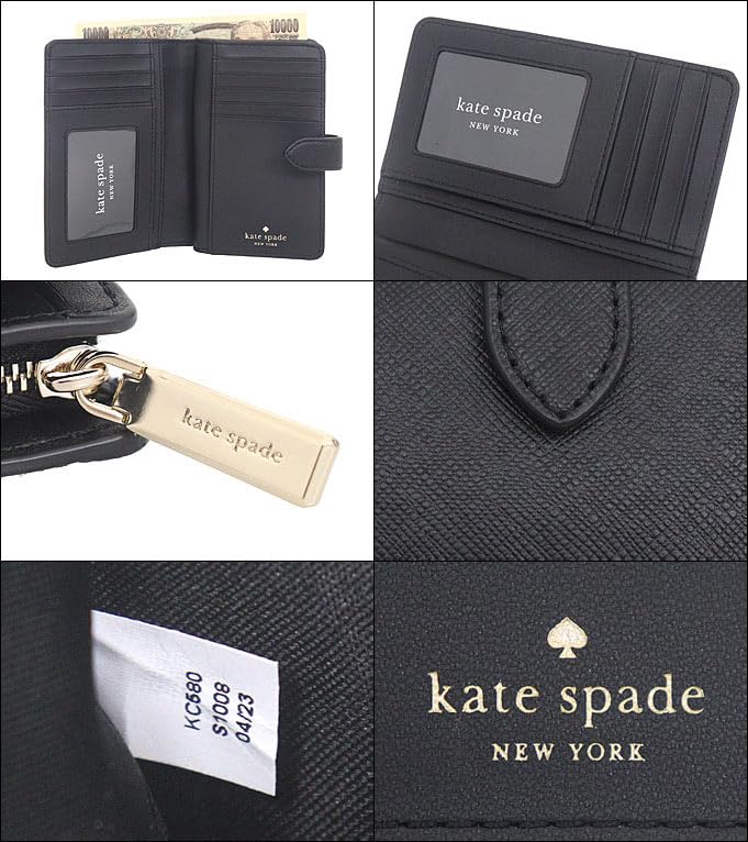 Кошелек Kate Spade KC580 Черный Кожа Saffiano Madison Средний Компактный Двустворчатый Кошелек [Kate Spade] (Кошелек Bifold) Женская [Товар Outlet] [Бренд] [Товар]