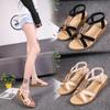 New Flat-soled Sandals Women's Summer Flat-heeled Beaded Bohemian Sandals Open-toed Sweet Student Beach Shoes