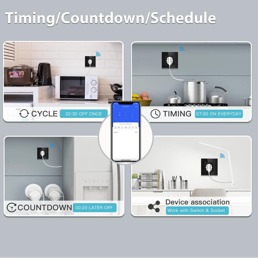 Melery Wi-Fi Smart Wall Socket Power Monitor EU Электрическая розетка USB Type-C Tuya APP Remote Wireless от Alexa Google Home