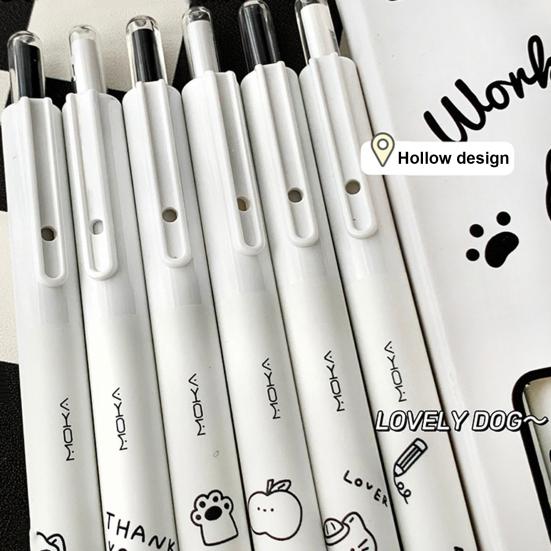 6 шт. гелевая ручка, удобная ручка, пресс-тип, студенческая ручка, гладкая ручка для письма, милые канцелярские принадлежности, школьная ручка