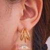 Oumaijia European & American 18k Gold Plated Triple-Layer Textured Stud Earrings for Women
