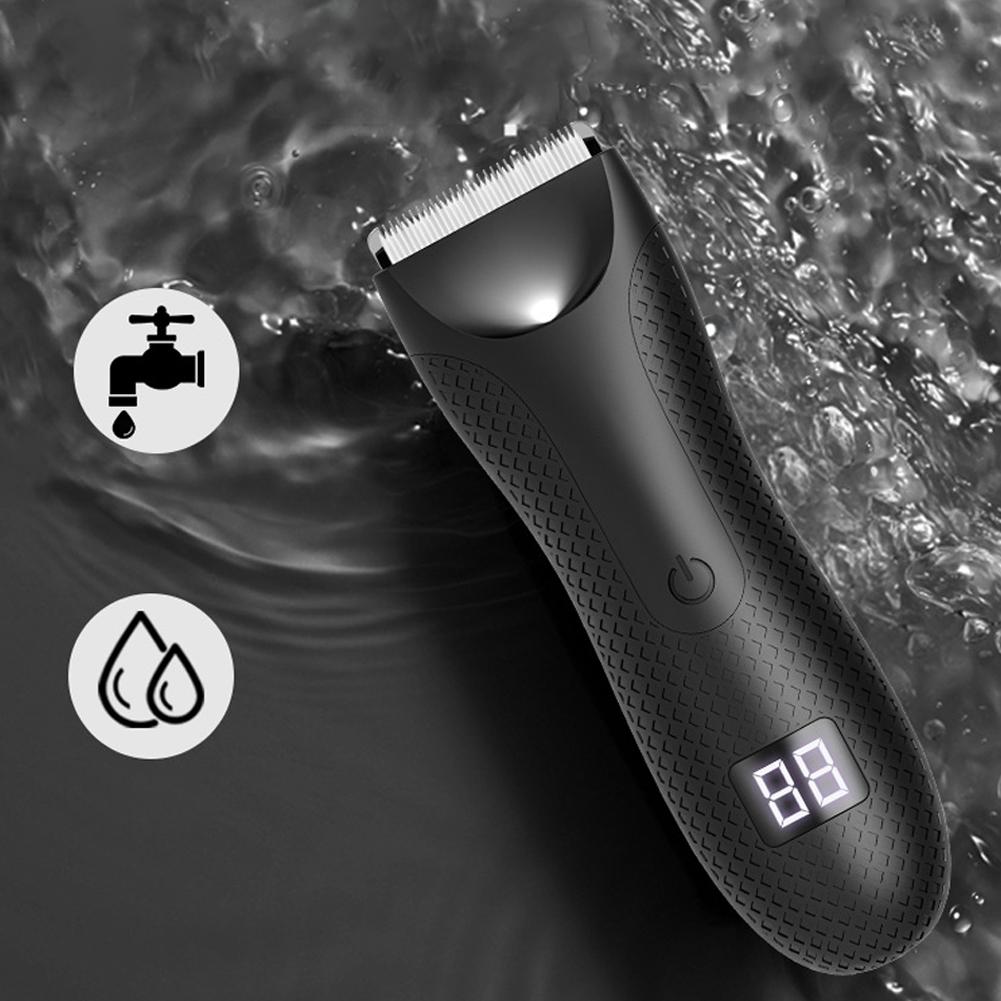 Body Hair Trimmer Rechargeable Electric Shaver Ceramic Blade Body Shaver with 2 Guide Comb Body Groomer for Fathers Day Gift