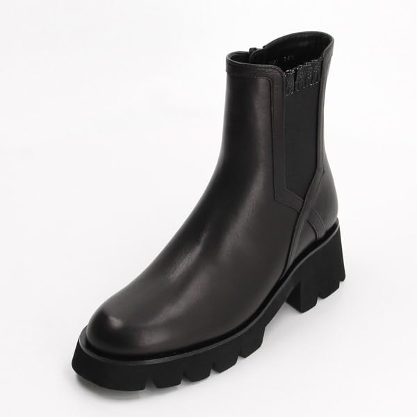 Ru Fashion Boots Tank Sole Side Gore Short Boots 2842 Black [Lanvin Bleu]