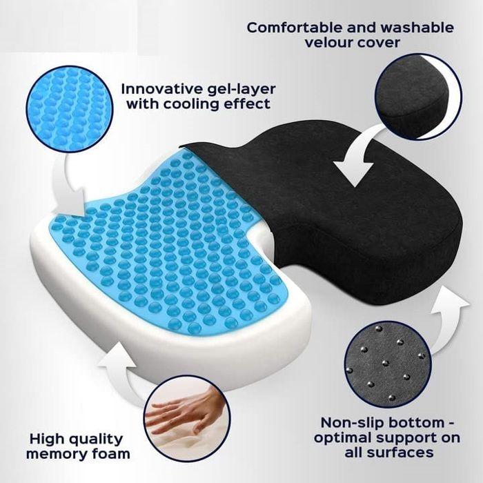 Coussin Coccyx Anti escarre fessier avec Gel Respirant, Coussin de siège orthopédique Ergonomique mémoire de Forme