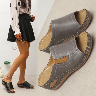 Женские летние пляжные сандалии на толстой подошве, сандалии-слайдеры на танкетке, легкие сандалии на ПУ-подошве