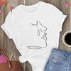 Fashion Line Print Ladies T-Shirts Summer 90S Female Tee Tops Casual White Women Tshirts Harajuku Graphics Tee Shirt Femme