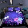 Роскошный 3D принт с изображением бабочек и цветов для дома, комфортный комплект пододеяльников, наволочек, постельных принадлежностей размера Queen и King EU/US/AU/UK