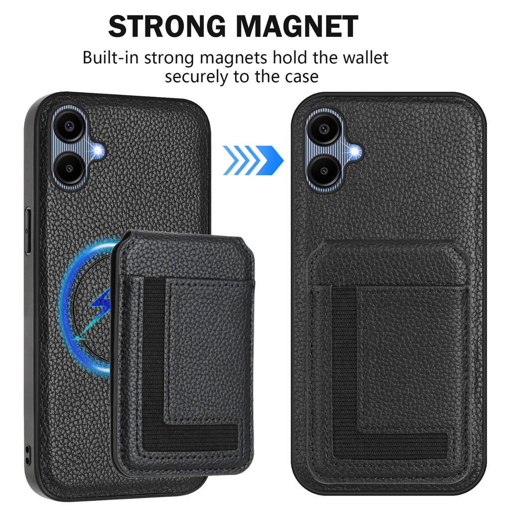 For Samsung Galaxy A05 4G Magnetic Case TPU + PU Leather Phone Back Cover with Detachable Card Holder