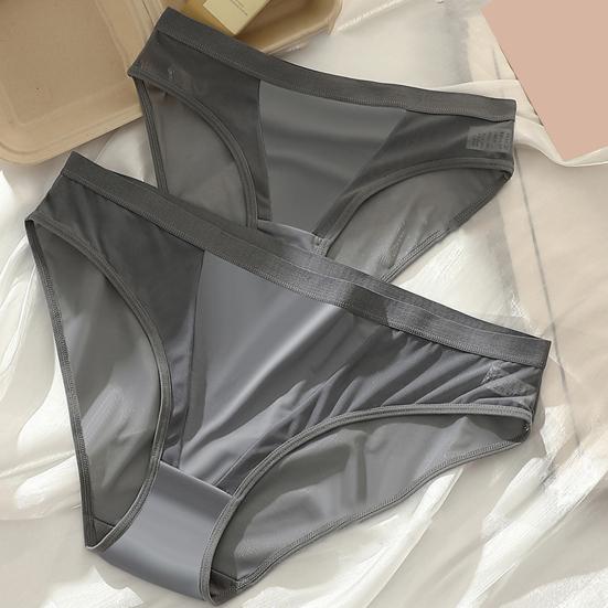 Женские трусики с высокой талией из ледяного шелка, кружевные однотонные открытые эластичные мягкие антисептические влагоотводящие женские трусы, трусы