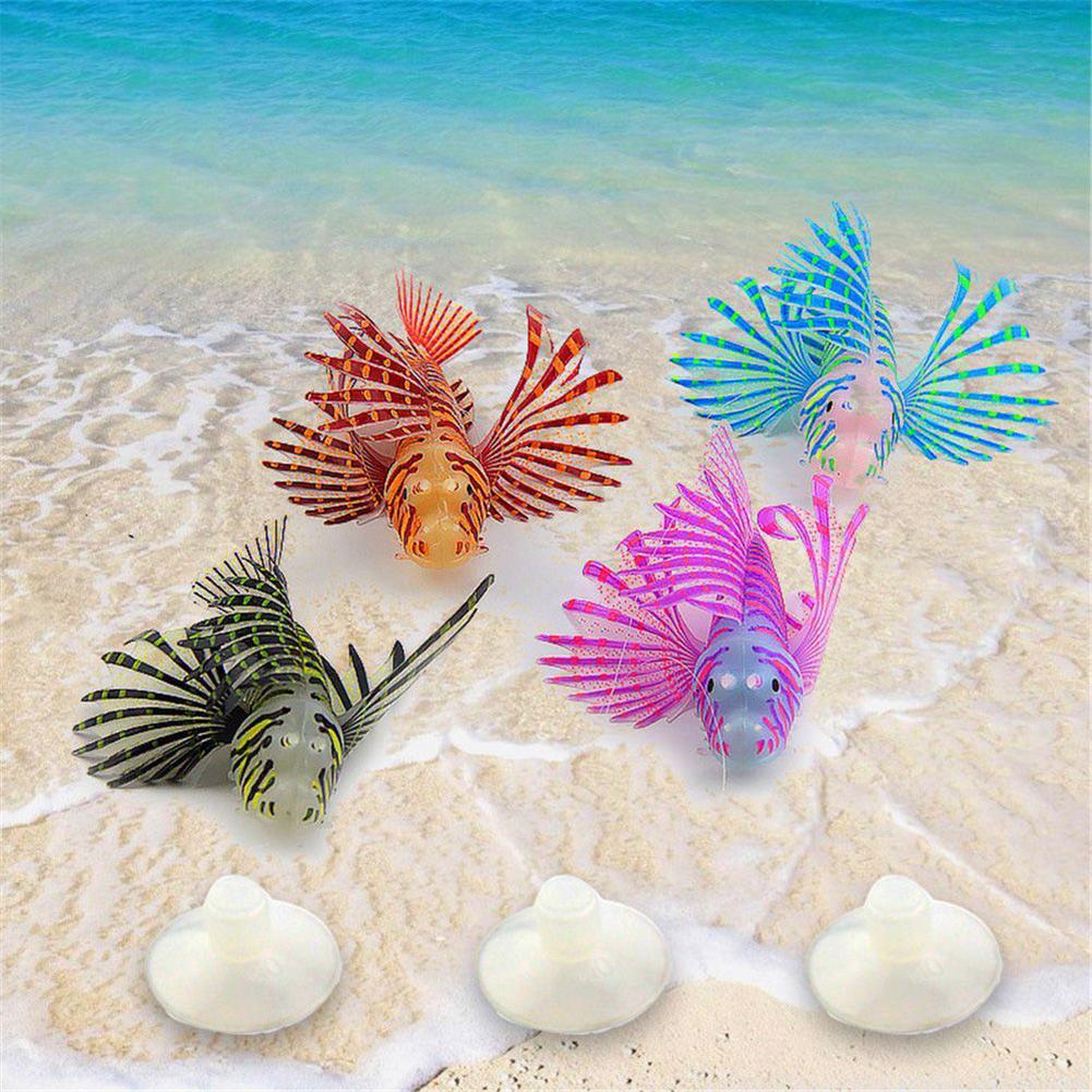 Fish Bowl Aquarium Fake Fish Decoration Floating Silicone Luminous Ornamental Fake Fish Fluorescent Simulation Color Lionfish Ornaments