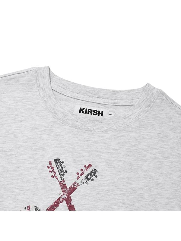 KIRSH Укороченная футболка с Union Jack [Серый меланж]