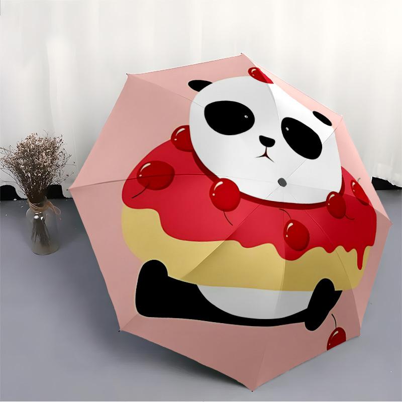 1pc Panda Donut Automatic Open/close, All-Season Portable Folding Umbrella, Travel, Everyday, Formal Events - Compact Luxury Parasol, Outdoor Accessor