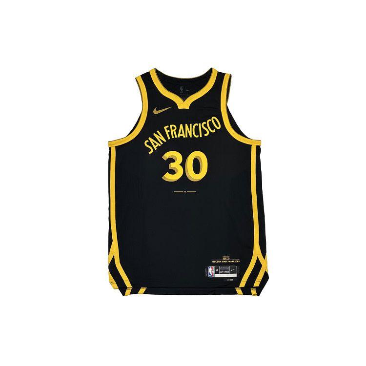 Nike Стивен Карри Нет. 30 Джерси Golden State Warriors City Edition, мужские топы 2023–24 гг., черный желтый DX8759-010