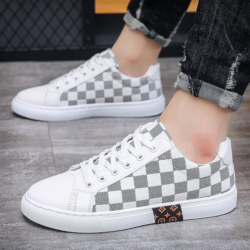 Осень новая обувь мужская модная обувь клетчатая универсальная мужская обувь белая обувь мужская спортивная обувь для скейтборда модная повседневная