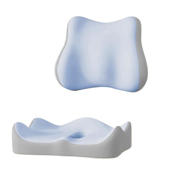 Seat Cushion with Separate Backrest Memory Foam Cushion with Back Support Office Chair Cushion for Sciatica Relief Lumbar Support Car Travel Use