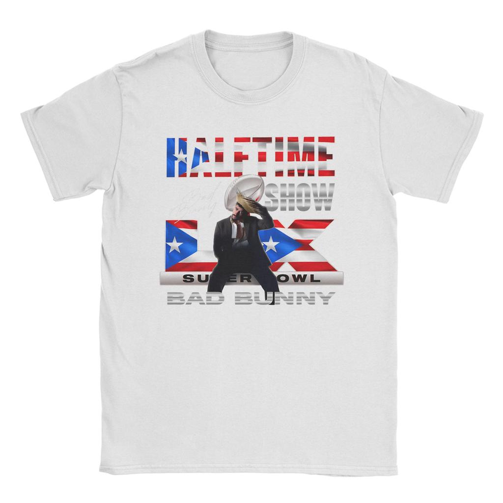 Mens Bad Bunny Puerto Rican Flag Benito Bowl T Shirts Pure Cotton Tops Fashion Short Sleeve Round Neck Tees Graphic TShirt