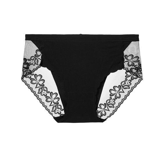 Sexy Lace Underwear for Women Mid Rise Seamless Floral Lace Sheer Briefs Stretchy No Show Hipster Panties