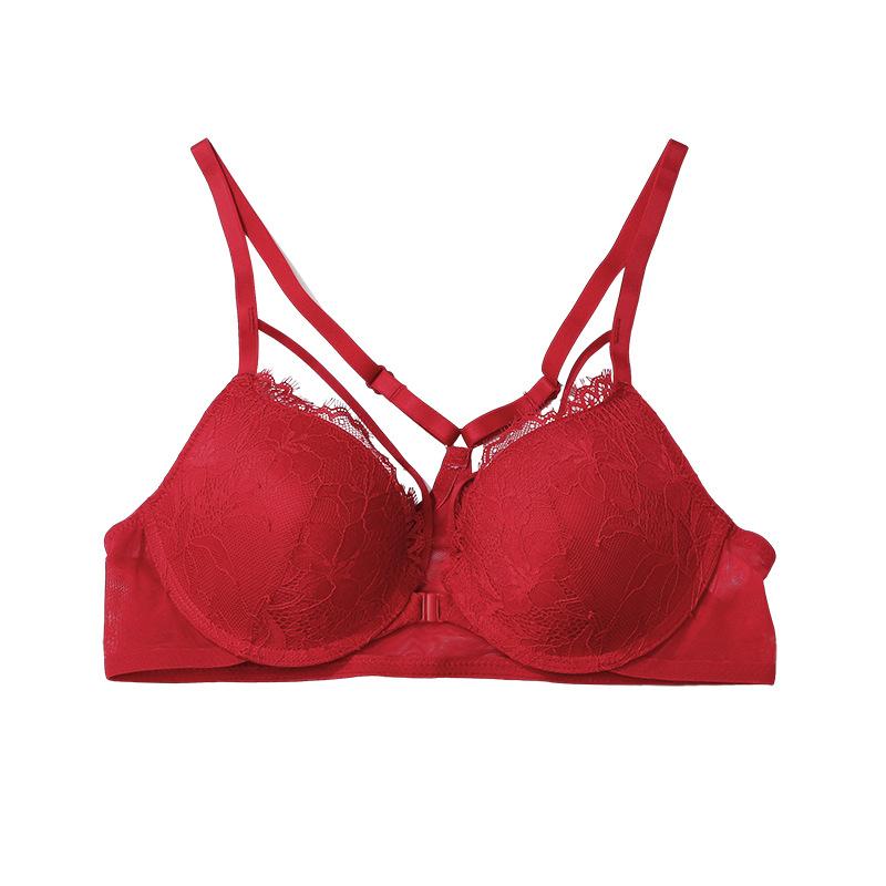 Французский кружевной бюстгальтер с застежкой спереди и перекрестной спинкой для женщин с маленькой грудью, без пустого пространства в чашке, пуш-ап и бюстгальтер против провисания