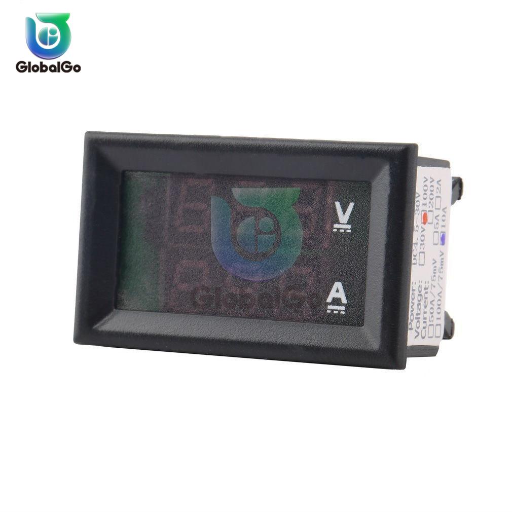 Digital Car Voltmeter Ammeter Motorcycle Voltage Indicator Tester Current Meter Tester 12V 2pin 3pin Cable DC100V 10A 50A 100A