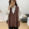 Autumn and Winter Loose All-match Sweater Large Size V-neck Knitted Vest Sleeveless Solid Color Female Top