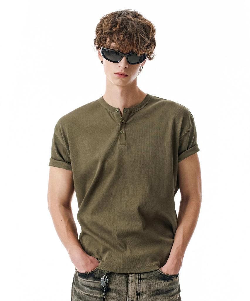 Sekeonmonollogeu [Сотрудничество Otmisae Mihol] Футболка-henley с приталенным кроем [6 цветов]_Sets066
