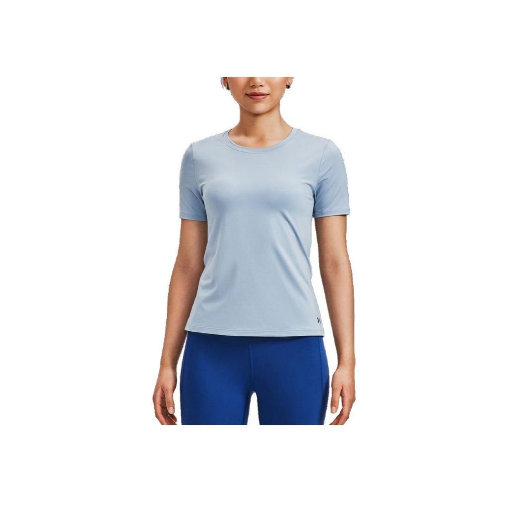 Under Armour Футболка с коротким рукавом и сетчатым принтом Rush Solid Back, женская, цвет Harbor-Blue 1379043-465