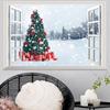 Christmas Fake Window 3D Wall Stickers Home Xmas Decoration Window Stickers Santa Claus Christmas Tree Room Decoration