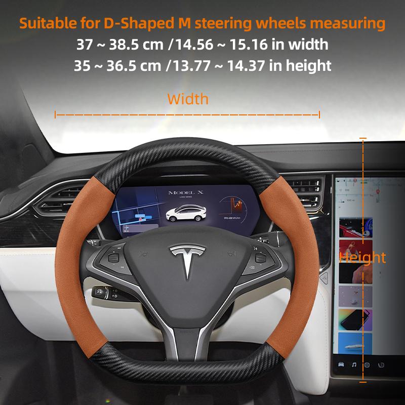 VA1 Suitable for Tesla Suede Matte Carbon Fiber Texture Steering Wheel Cover Suitable for Model 3 Y X S Highland Intelligent Systems