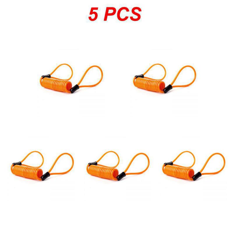 5Pcs 150CM Motorcycle Brake Disc Lock Scooter Reminder Cable Bicycle Spring Rope Bag Anti-Theft Cable Protection Alarm Locks