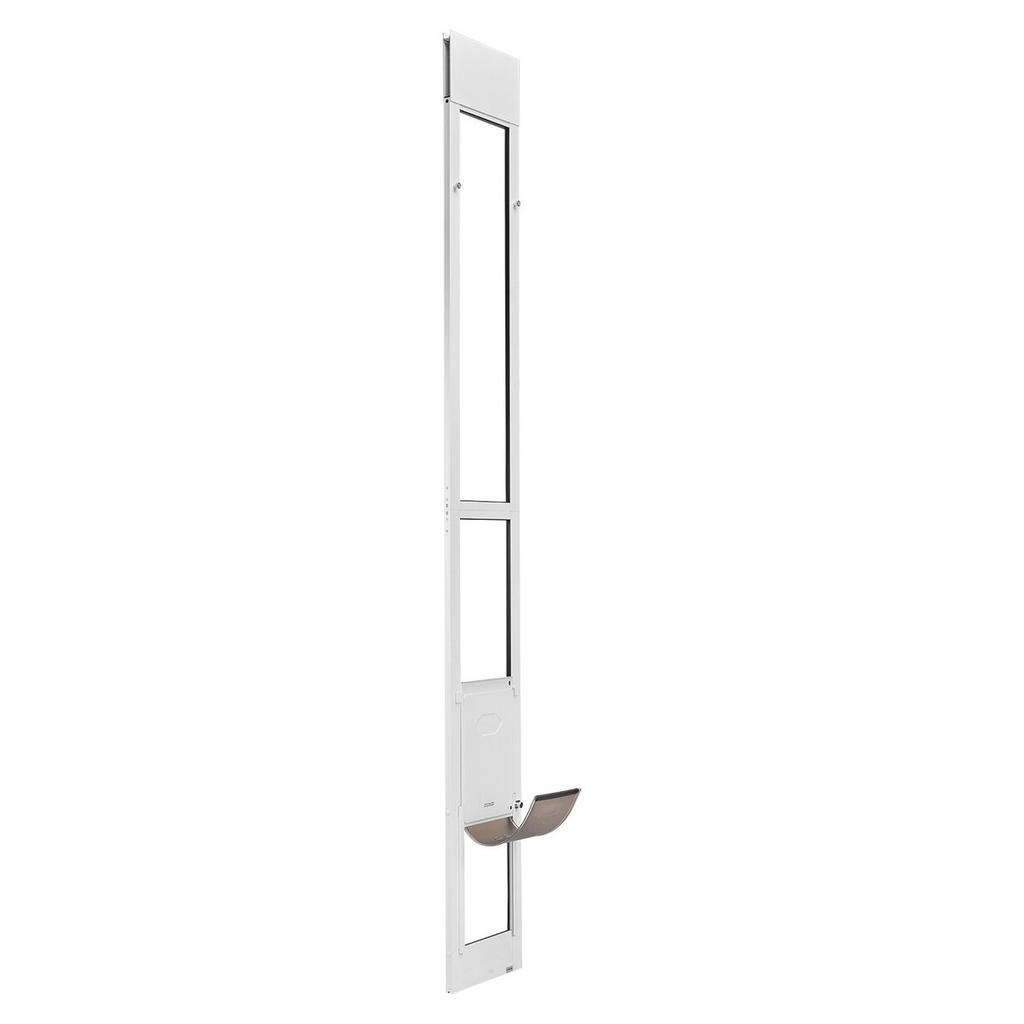 Dog Door for Sliding Glass Door, 2311-2439 mm Adjustable Height, Aluminum Alloy Frame with Metal Rotating Hinges, Lock Design, 209.6 x 311.2 mm Flap,