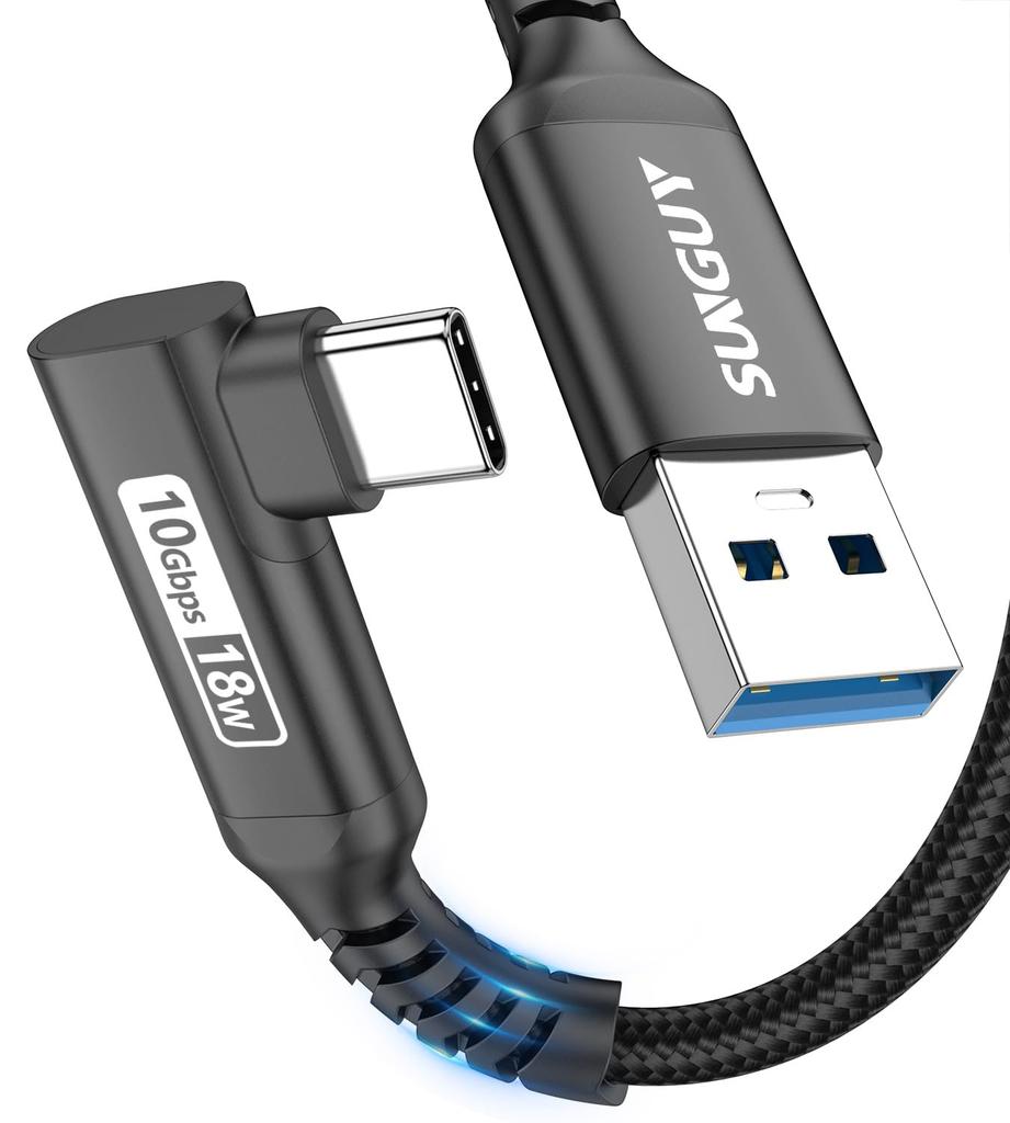 SUNGUY USB Type C Cable Gen2 10Gbps Data Transfer to Android Auto Compatible Cable 3A Fast Charging Nylon Braided iPhone Short 30cm Black 0.3M