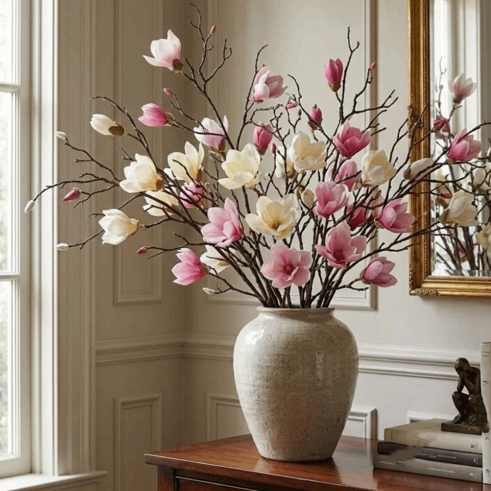 Real Touch Simulation Big Magnolia Large Artificial Orchid Fake Silk Flower  Table Decoration