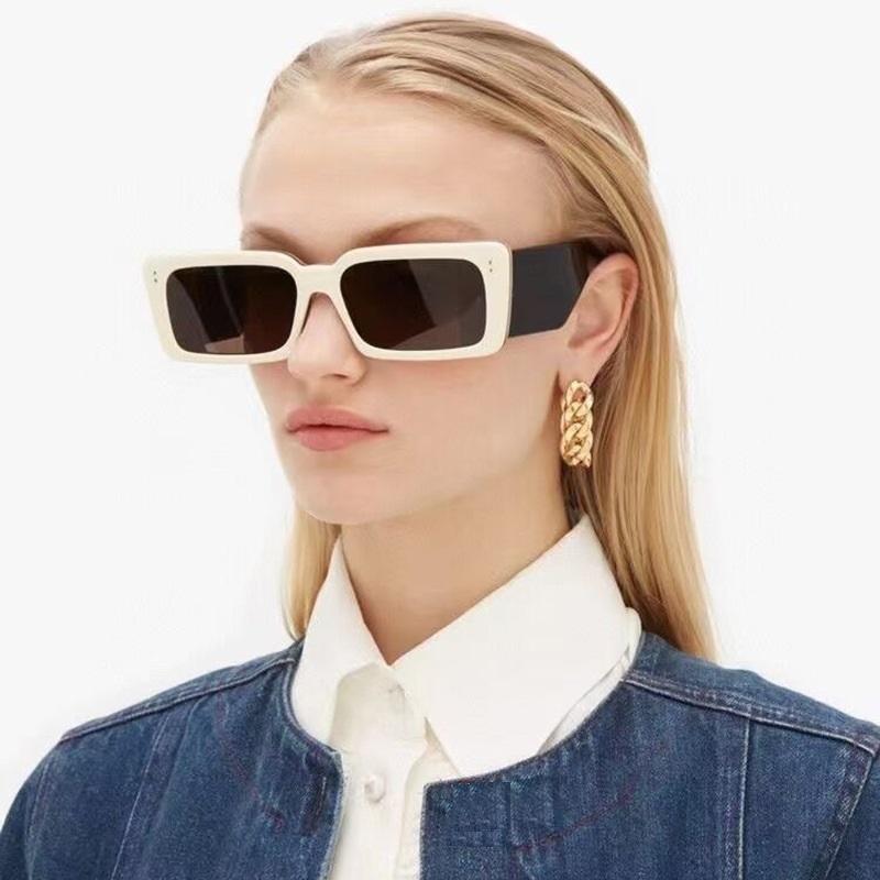 Модные женские квадратные солнцезащитные очки Ins, двойной цвет, ретро, заклепки, широкие дужки, мужские очки, УФ400, Очки для солнца Oculus