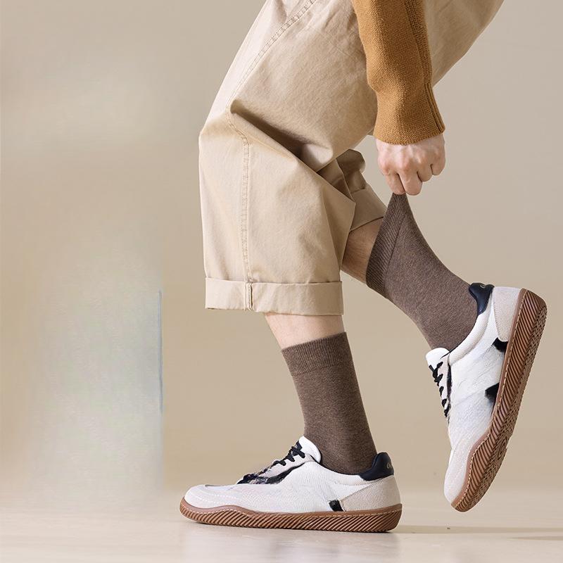 Men's Pure Cotton Mid-calf Thick Socks for Autumn and Winter, Warm, Deodorizing, Sweat-absorbing, Antibacterial, Anti-pilling Sports Long Calf Socks