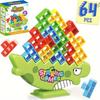 Dinosaur Tetra Tower Game - 64pcs Balance & Stacking Set for 2+ Players, Family Party Board Game Perfect for Youngsters Teens & Adults Ideal Christmas