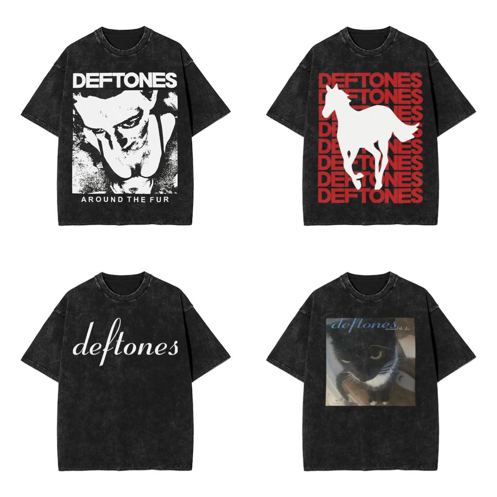 Новое поступление Мужская одежда Ohms Белый Пони Deftones Рок-группа Стиранная Футболка с коротким рукавом с круглым вырезом Y2k Мужская одежда Camisetas