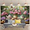 2D Vintage Tea Party Backdrop Pink Roses Teapot Cupcake Garden Background