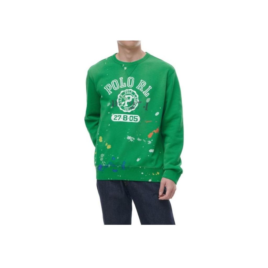 Polo Ralph Lauren SS22 Splash Logo Print Crew Neck Long Sleeve Sweatshirt Men Sweatshirt Green MNPOKNI16821991-300