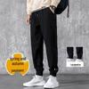 Men's Fleece-Lined Winter Sweatpants - Lambswool Plus Size, Loose Fit, Straight-Leg Casual Pants